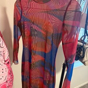 Multicolor Sheer Mesh Dress